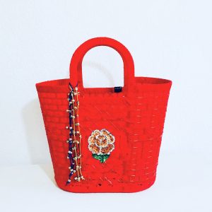 P-072 Bolsa en Verde con Rosa dorada.