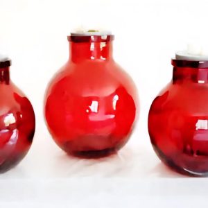 Set de Botellones con tapa color cereza